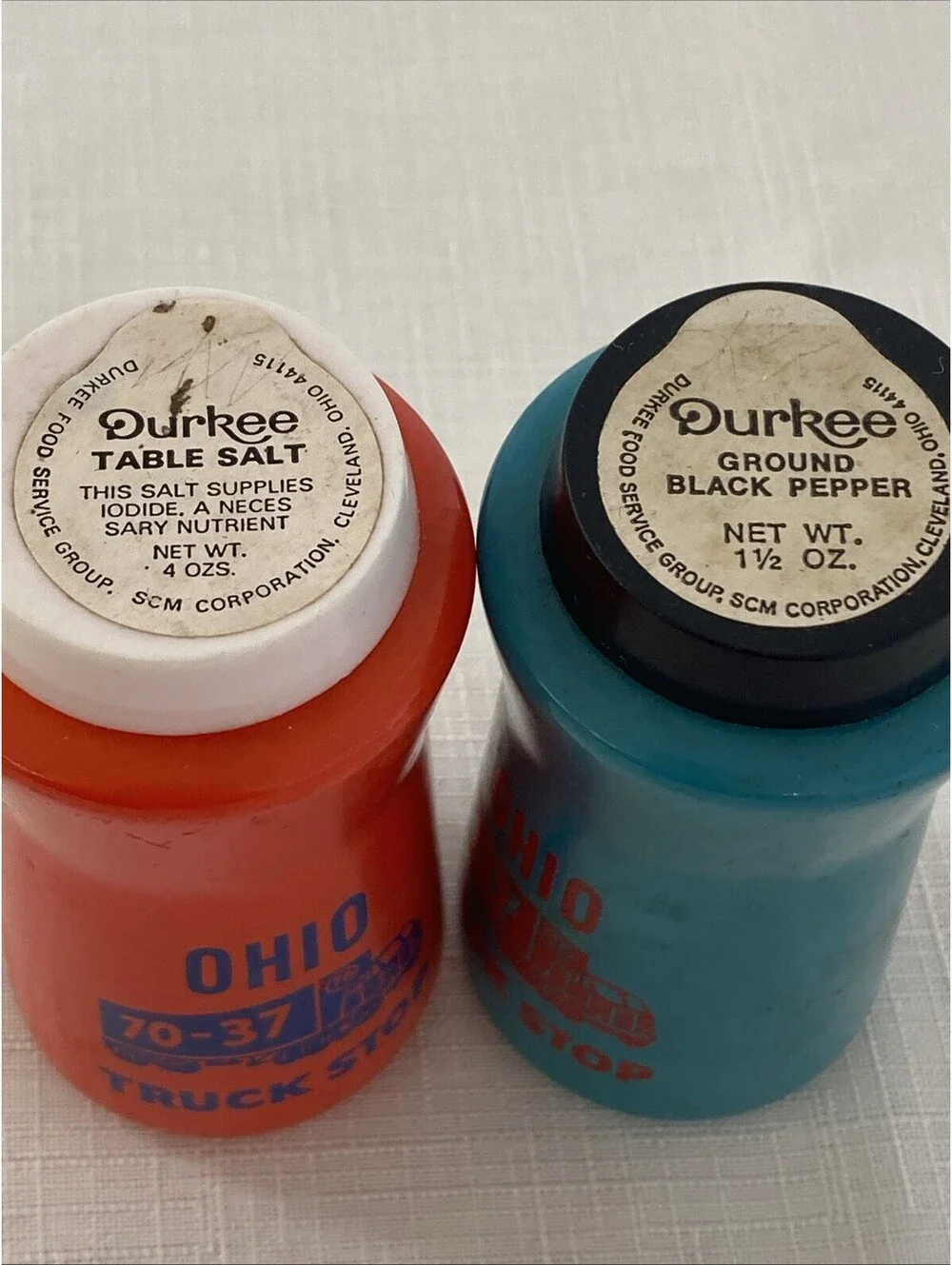 Vtg 70 - 37 Truck Stop Salt & Pepper Shakers Buckeye Lake Ohio Highway Durkee